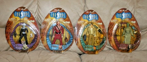 (4) 2000 Farscape Toy Vault Figures ~ Chiana / Chrichton / D'Argo / Zhaan Oralla Cover