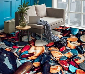 3D Color Shell Stone 5121 Floor WallPaper Murals Wall Print Decal AJ WALL Fay - Picture 1 of 6