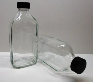 Graduated Ovals 6 Ounce Clear Heavy Glass Medicine Bottles And Caps-Package of 6 - Picture 1 of 1