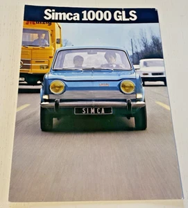 Notice Commerciale SIMCA 1000 GLS - Non Daté - Bel Etat. - Imagen 1 de 3