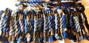 63 Hanks of Blue DMC & German Pearle Cotton 3 Ply All New Assorted Blues NOS - Picture 1 of 3