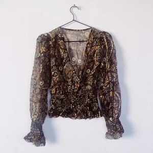 Blue Life Cora Top Exotic Navy Paisley Boho Ruffle Revolve M NWOT $136 - Picture 1 of 12