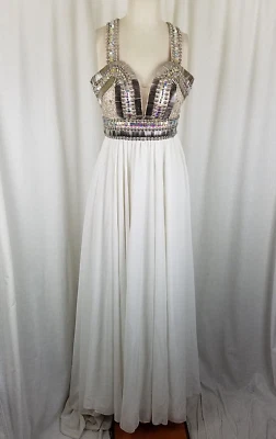 Terani Couture Beaded Goddess Dress Long Maxi Womens 2 Formal Prom Pageant Gown - Image 1 of 4