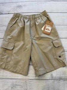 Quicksilver Boardshorts Youth Boys M 12-14 New Beige Elastic Waist Swim Trunks - Picture 1 of 4
