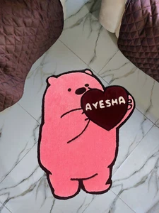 Bear Rug with Heart,  Custom Name Rug, Size 30 Inches, Best Gifts for All - Picture 1 of 4
