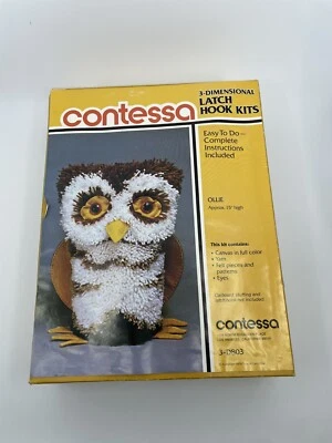 Vintage 1978 Contessa 3D Latch Hook Kit Ollie Owl 15 in Opened Box - Image 1 of 4