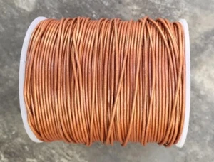 1mm 1.5mm 2mm Metallic Orange Round Leather Cord Dark Beige Premium Leather 44 - Picture 1 of 1