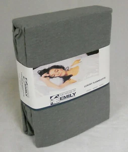 Sábana ajustable de algodón cepillado tamaño cama doble 12" gris extra profundo - Imagen 1 de 1