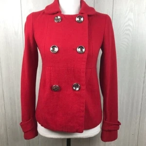 Michael Kors Wool Jacket Solid Red Button Front Lined Womens Size XS - Picture 1 of 8