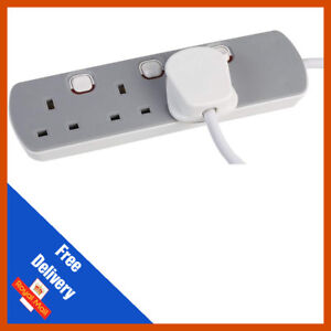 3 Gang Mains Extension Lead 3 Way UK Power Sockets Switched 1m/2m/5m/10m