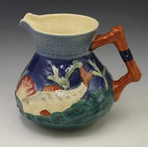 MAYÓLICA CORTA E HIJO INGLATERRA VIDA MARINA PECES JARRA MEDIANA ANTIGUA - Imagen 1 de 10