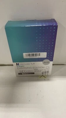 Hercules Tuff LED Charging Station for Multiple Devices 6 USB Fast Ports, SILVER - Image 1 of 2