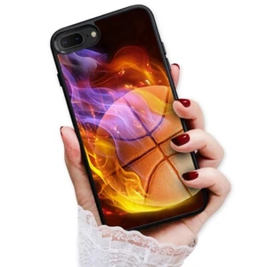 ( For iPhone SE 2 2020 4.7inch ) Back Case Cover AJ12094 Basket Ball Flame - Photo 1 sur 6
