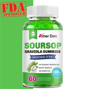 Bio Soursop Graviola 60 Gummibärchen Blätter & Samen Extrakt 2300mg Immununterstützung - Bild 1 von 6