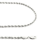 10k White Gold 2.5mm Diamond Cut Rope Italian Chain Pendant Necklace Mens 28"