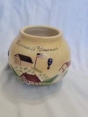 Russ Berrie Country Gatherings Stoneware Jar "Happiness is Homemade" Handpainted - Image 1 of 4