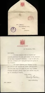 1950 BUCKINGHAM PALACE Prinzessin Margaret signiert Lady Jennifer Bevan-Lady Lowther - Bild 1 von 1