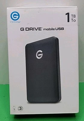 G-Technology G-DRIVE Mobile USB 3 1TB Black External Hard Drive - 0G04451 - Image 1 of 4