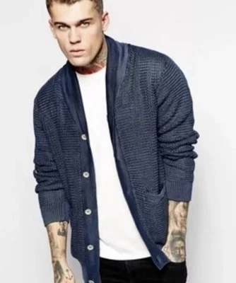 Cárdigan chal vintage True Religion para hombre azul marino Foto 1 de 4