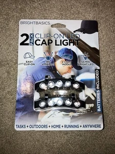 Bright Basics 2 Pack Clip-On LED Hat Wearable Mini Lamp Light Head Flashlight - Picture 1 of 3