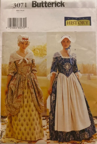 Historical Colonial Era Dress Sewing Pattern U-pick Size 6-22 Butterick 3071 OOP - Image 1 of 2