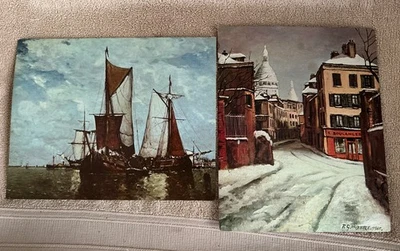 2 Vintage Conoco 10"x8" Advertising Prints “Rue Norvins" and “Battle Of Zeeland” - Image 1 of 4