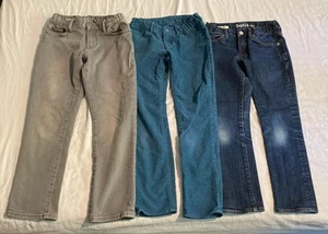 Gap kids girls 2 jeans 1 corduroy pants adjustable waist zipper size 8 blue grey - Picture 1 of 8