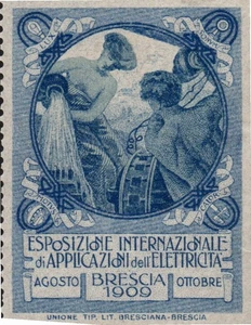 1909 Esposizione Applicazioni Elettricità Brescia Italia Cenerentola Poster Timbro - Foto 1 di 2