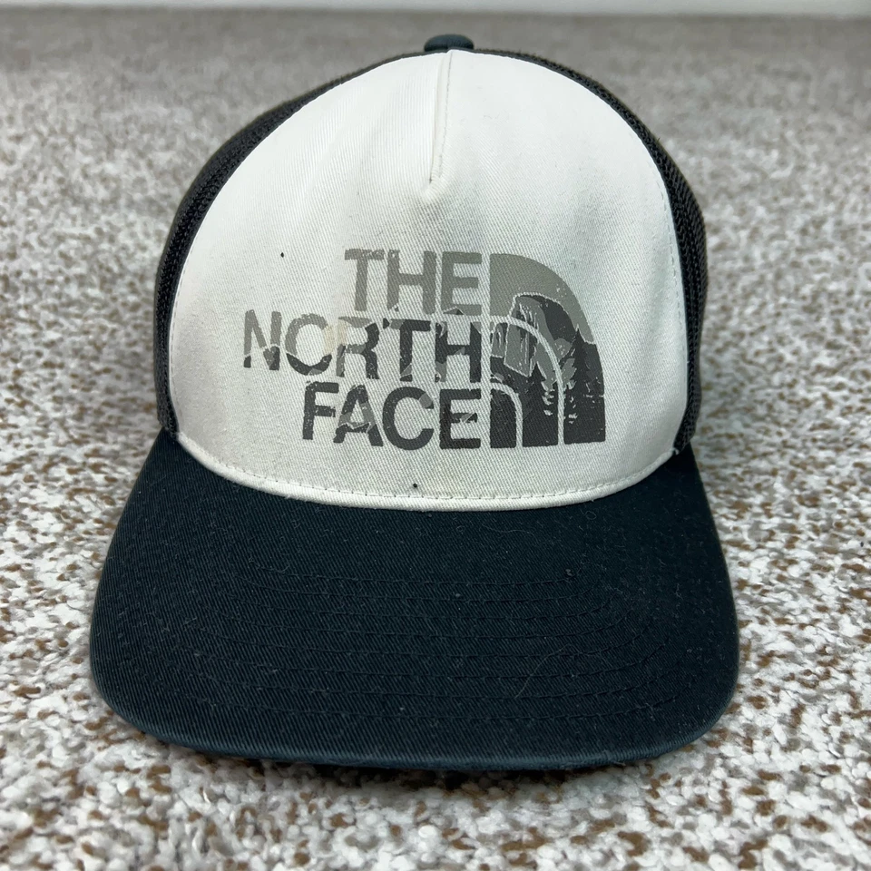 North Face Hat Cap Snap Back One Size Black White Mesh Trucker Outdoor Mens Gorp - Image 1 of 4