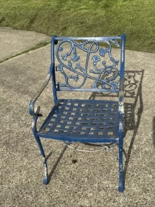 Vintage Cast Aluminum Wicker Vine Heavy Duty Weatherproof Patio Garden Arm Chair - Picture 1 of 12