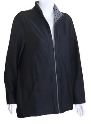 Chaqueta Blazer Chico's Zenergy Talla 3 XL Negra Lunares Art-to-Wear Parte Inferior Completa  Foto 1 de 4