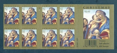 US 4359 Botticelli Mother and Child, Cleveland Museum, Complete Booklet/20 MNH - Image 1 of 2