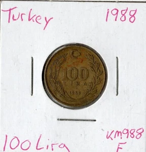 Moneda Türkiye 100 Liras 1988 KM988 - Imagen 1 de 1