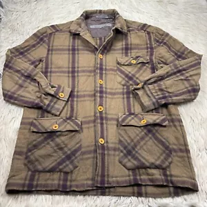 Le Collezioni Structure Men's XL Brown Burgundy Plaid Shirt Jacket Shacket - Picture 1 of 5