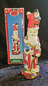 Vintage Santa Claus Figurine Porcelain Santa's Elves River Grove Pottery Works - Picture 1 of 2