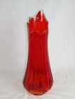 Vase oscillant rouge vintage milieu du siècle LE Smith Fat Bottom #5301 17,5" H