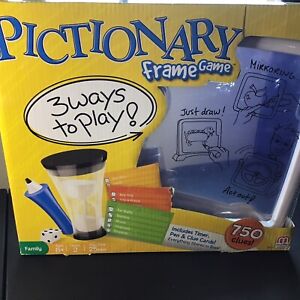 Pictionary Frame Game Family Fun Ages 8+ Timer, Pen and Clue Cards Play 3 Ways