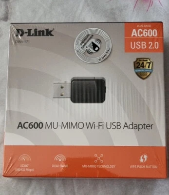 New Sealed D-Link AC600 Mu-Mimo WiFi USB Adapter - Image 1 of 4