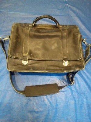 Bolso de hombro de cuero Wilson de colección con solapa maletín mensajero negro Foto 1 de 4