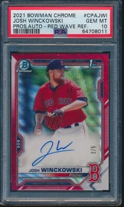 PSA 10 JOSH WINCKOWSKI AUTO 2021 Bowman Chrome RED WAVE REFRACTOR/5 RC GEM MINT - Picture 1 of 3