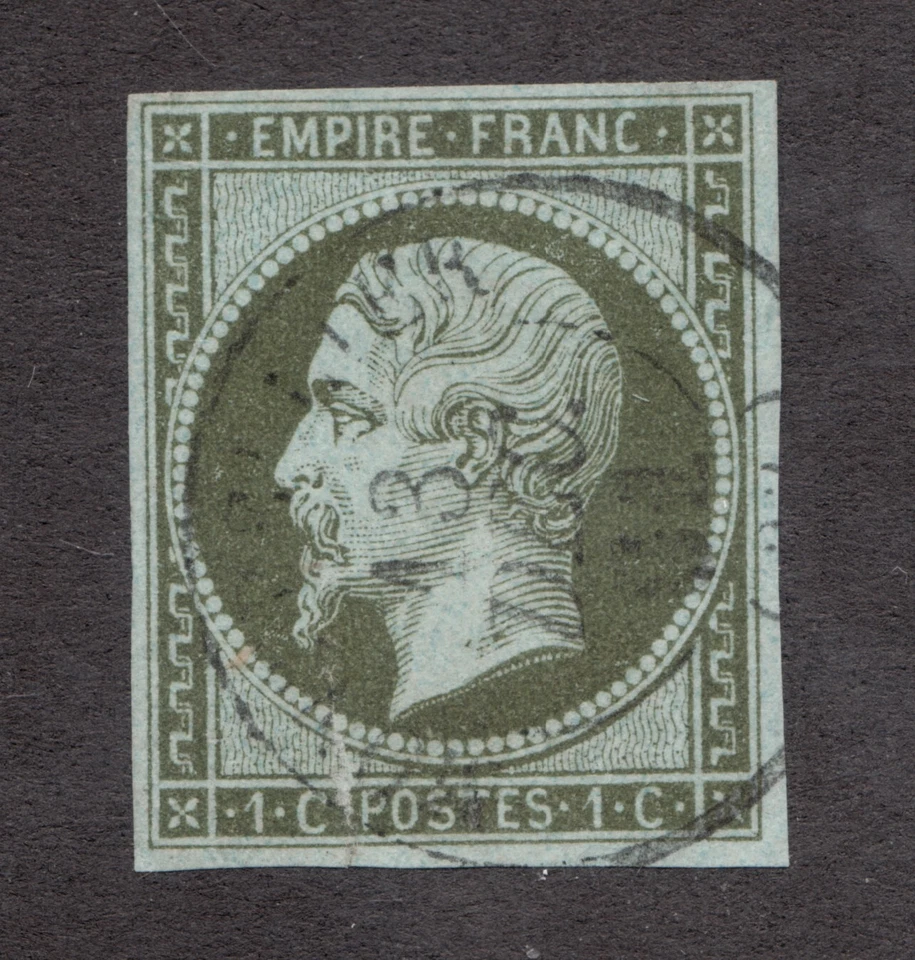 Francia 1853 Sc #12 - 1¢ Napoleón III - Usado Cv$80 Foto 1 de 1