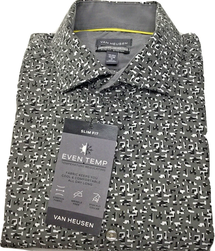 Van Heusen Мужская рубашка Slim Fit эластичной Storm камуфляж, 15-15,5 (34/35) M - Изображение 1 из 1