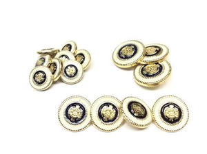 SET 15  BOTTONI BLAZER DOPPIO PETTO BASE ORO E BLU UNISEX - Picture 1 of 2