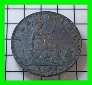 1881 Great Britain 1 Farthing - Vintage World Coin - Picture 1 of 4