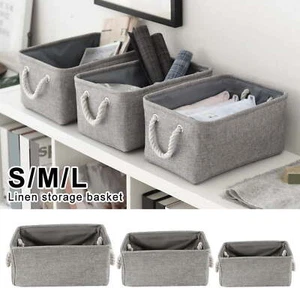Fabric Basket Boxes Family Storage Bins Carry Handling Toys Clothes Gray Home - Picture 1 of 6