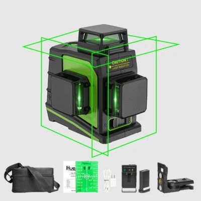Huepar GF360G 3D Green Beam Self-Leveling Laser Level 3 x 360 Cross Line