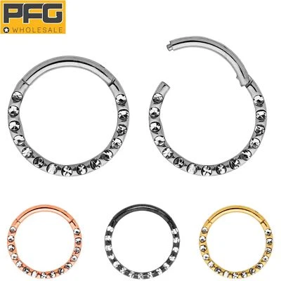 G23 Titanium Gem Hinged Segment Hoop Nose Septum Ring Sleeper Earrings 6mm-10mm - image 1 of 4