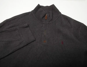 Polo Ralph Lauren Pullover Herren Extra Large Grau 1/4 Zip Gerippt Burgund Pony - Bild 1 von 8