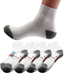 New Mens 6 Pairs Sports White Gray Ankle Quarter Crew Socks Cotton Size 10-13 - Picture 1 of 2