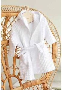 100% Pure Cotton Waffle Textured Breathable Bathrobe, Kids and Women, Custom - Picture 1 of 22